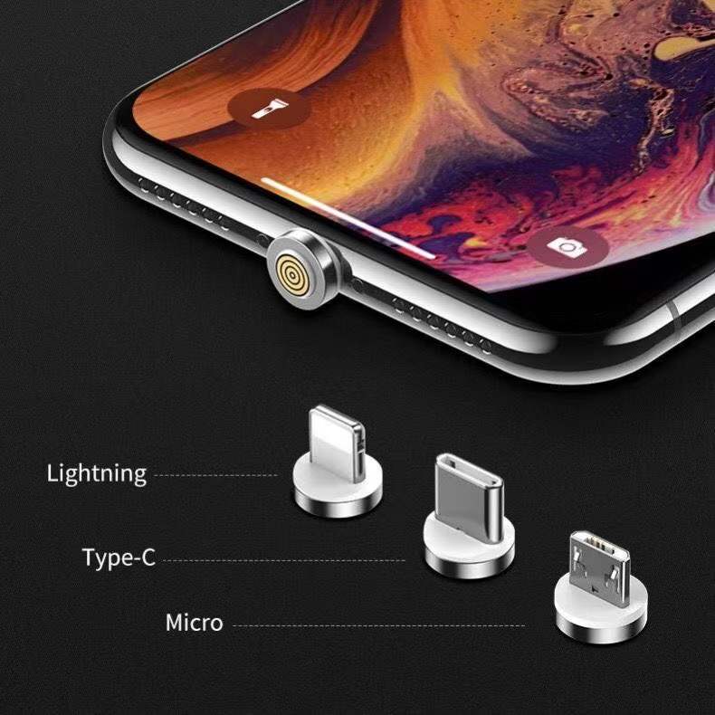 Punte del connettore dell'adattatore del cavo di ricarica magnetico Testa per tipo C Micro USB iPhone 3A Ricarica rapida 5 pezzi Spine non cavo