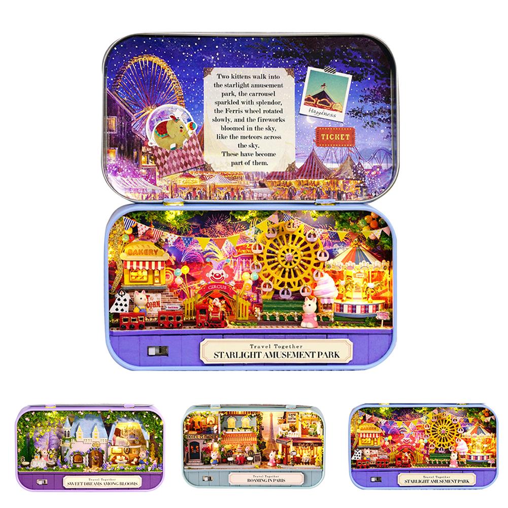 FAI DA TE Assemblare LED Da Giardino Parigi Box Casa di Bambola Mini Kit Kit di Arte Artigianato Giocattolo Per Bambini
