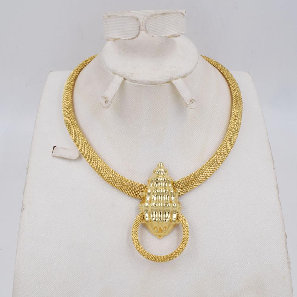 Ltaly 750 Gold color Jewelry Set For Women african beads jewlery necklace set earring jewelry