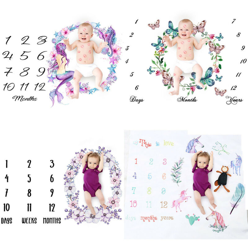 -né bébé filles garçon couverture jalon photographie Photo accessoires pousses Bebe toile de fond tissu calendrier poussette couverture pousses
