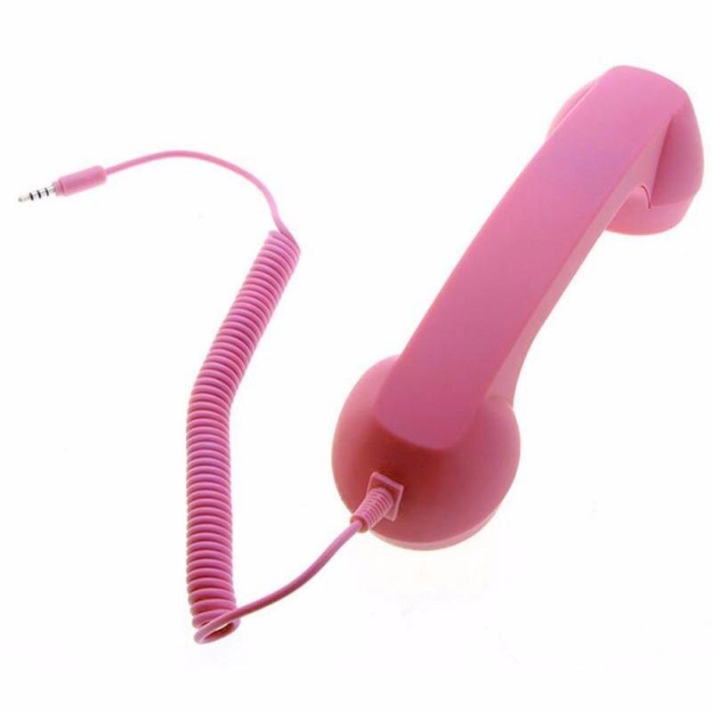Retro Headset 3.5Mm Pop Telefoon Handset Comfort Telefoon Handset Mini Mic Speaker Telefoontje Ontvanger Voor Iphone Voor Samsung: Pink