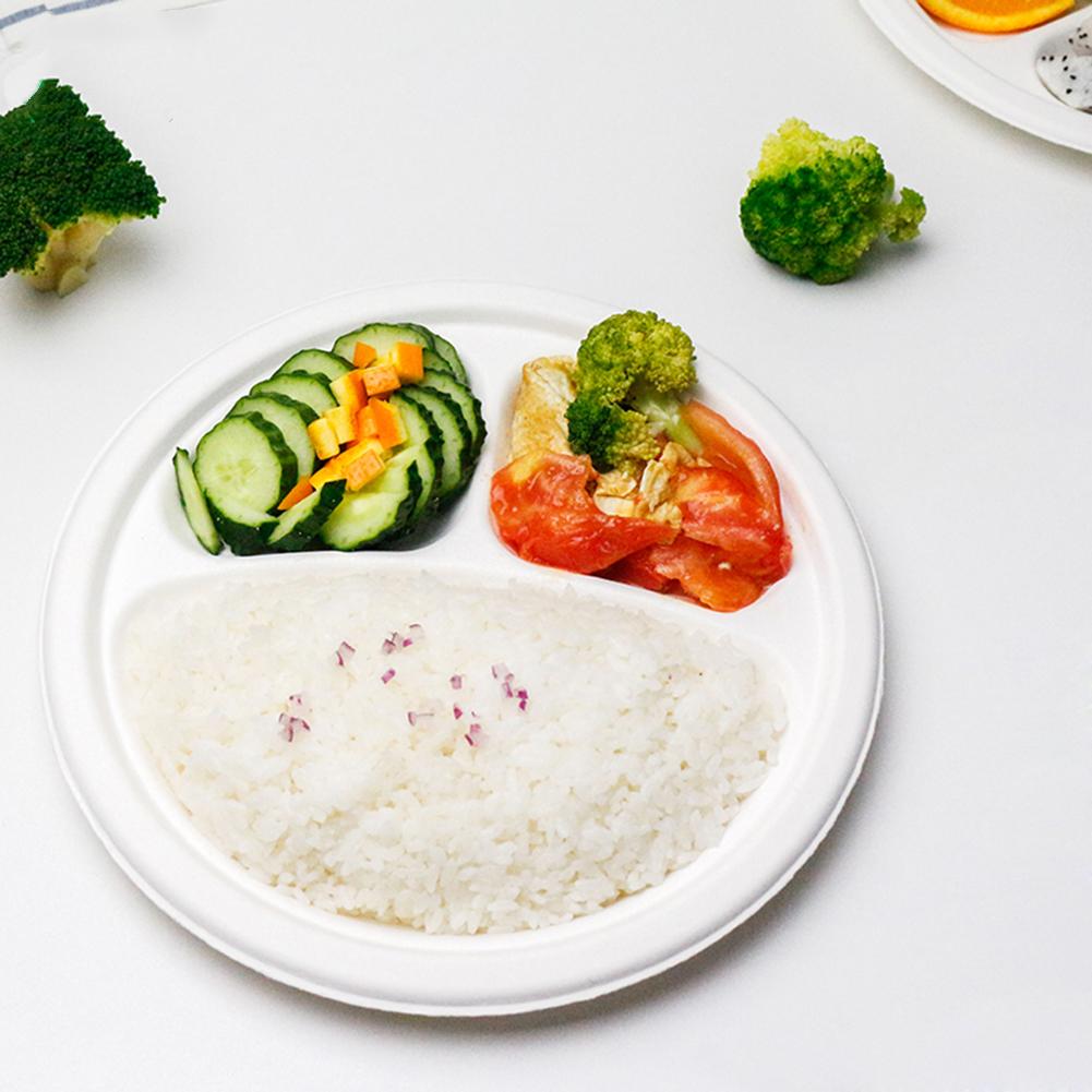 100Pcs/lot Disposable Paper Plate Cake Partition Environmental Protection Cup Original Site Sugar Cane Pulp Plates Generous 10in