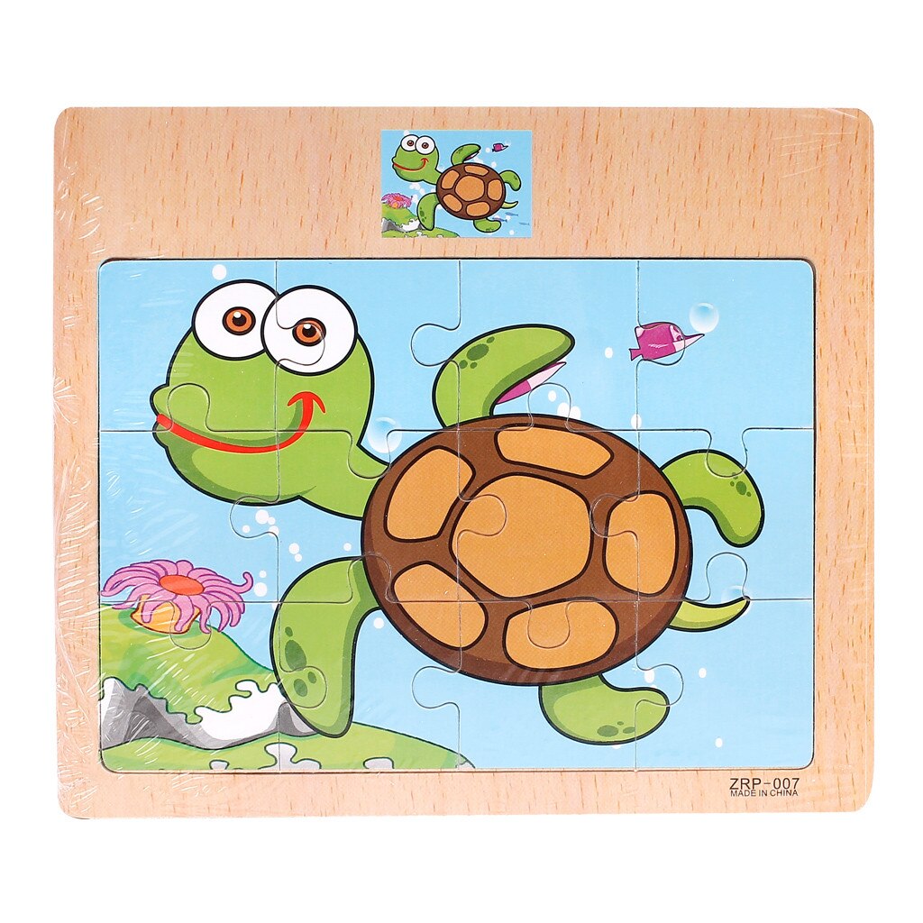 Adults Children Wooden Intelligence Puzzle Cartoon Traffic Puzzles Educational Developmental Baby Kids Training Toy: C