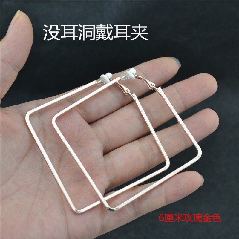 Clip On The Ear Without Piercing Earrings for Women Jewelry Fine Accessories Non Pierced Girl Students Ladies Earrings: rose gold clip 6cm