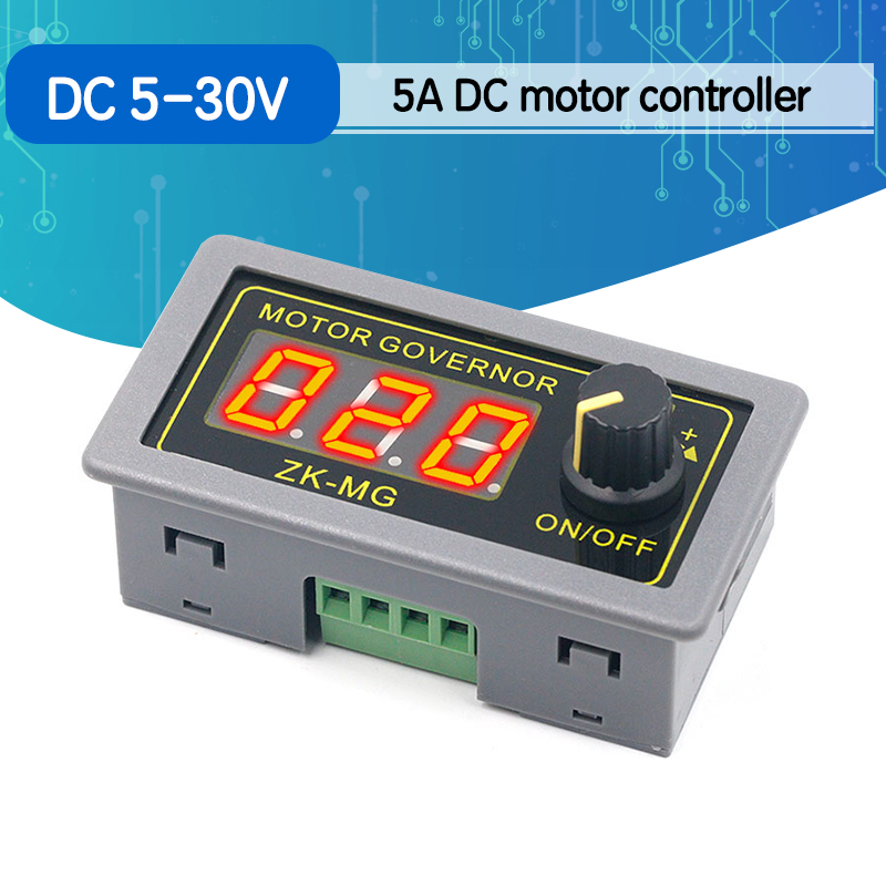 Controlador de Motor de cc 5-30V, 12v, 24v, 5A, PWM, velocidad ajustable, pantalla Digital, codificador, relación de trabajo, frecuencia máxima de 15A, ZK-MG