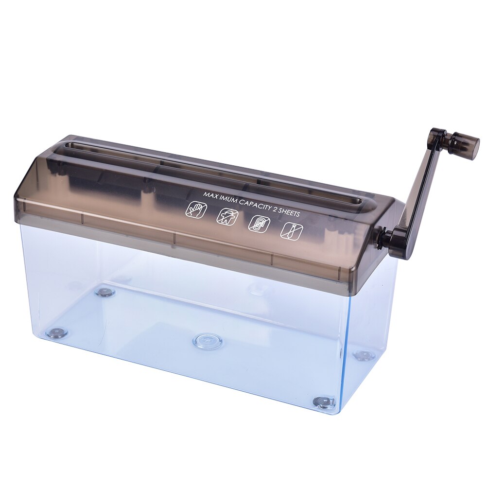 Cutting Transparent Home Office Shredder for A6, Folded A4 Paper Strip-Cut Paper, Mini Hand Crank Paper Shredder Paper: black