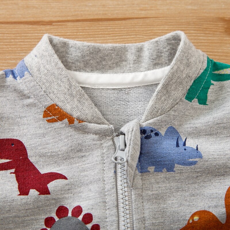 Patpat lente en herfst baby dinosaurus allover jumpsuit voor babyjongens bodysuits kleding