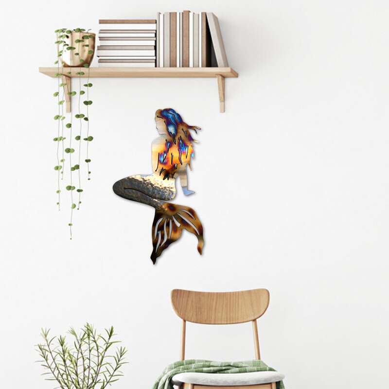 Décoration murale de sirène en fer forgé, Art en métal pour maison, jardin, plage, LBE LBE