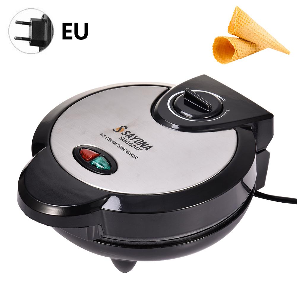 Multifunction Mini Waffle Maker Electric Doughnut Ice Cream Cone Grill Cake Oven Pan Eggette Machine Plates EU UK Plug: EU plug
