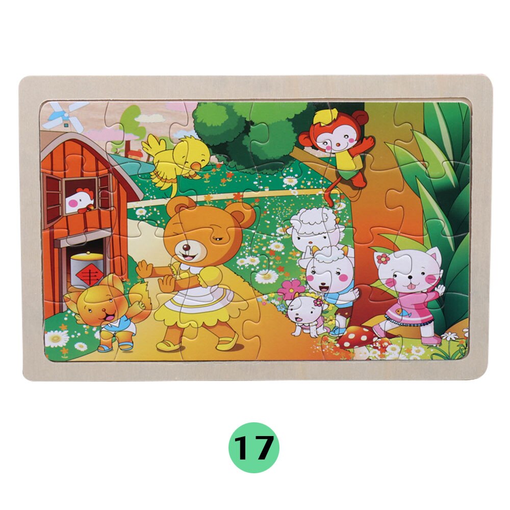 24Pieces Puzzles Wooden Jigsaw Puzzle for Kids Animals Cartoon Educational Toys for Children Christmas Wood Toy Games: 17