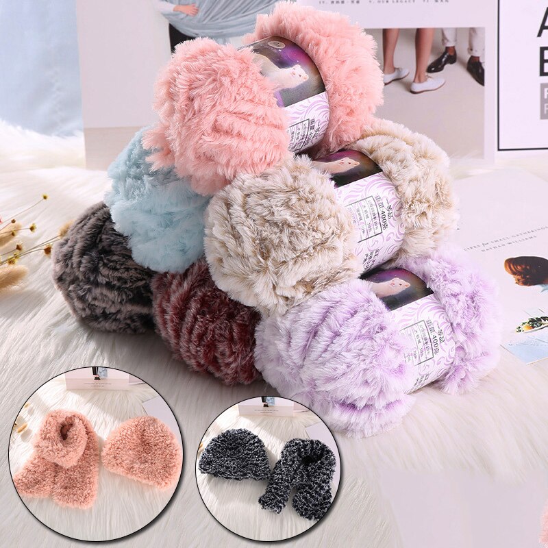 Fil de fausse fourrure en laine de cachemire, 50 g/rouleau, pour tricot à la main, Crochet, pull, fil pour vêtements de bébé, écharpe, fil de vison pelucheux