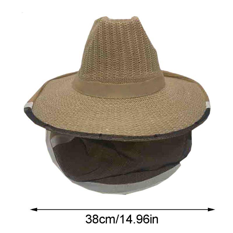 Natural Denim Mesh Beekeeping Beekeepers Hat Veil Protective Face Mask for Bee Protection During Beehive