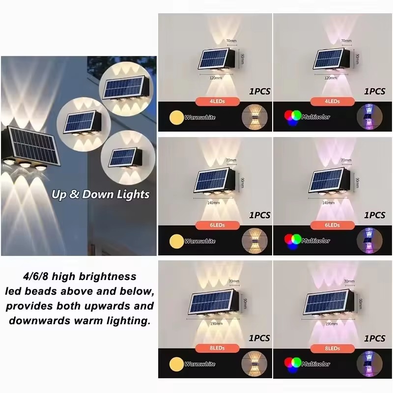 Zonne-wandlamp buiten zonne-LED-licht waterdicht op en neer lichtgevende verlichting balkon tuin tuindecoratie zonne-verlichting