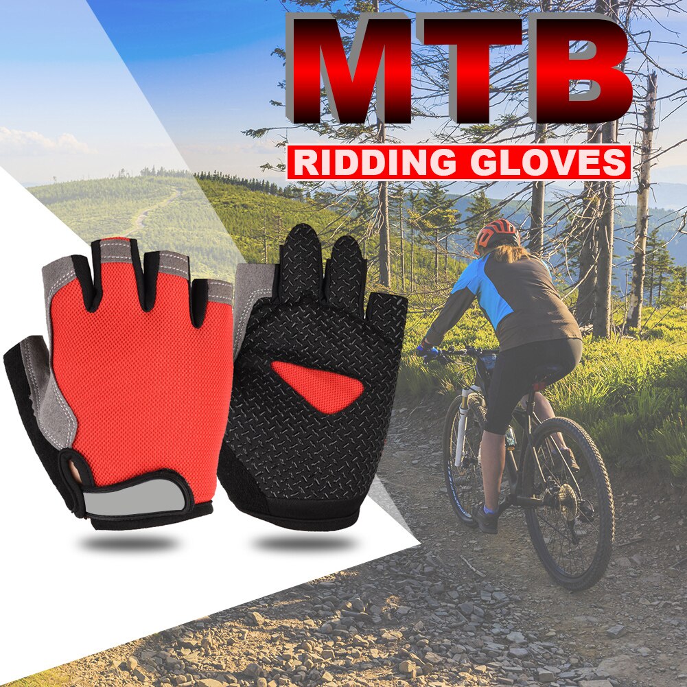 Half Finger Cycling Gloves 1Pair Cycling Gloves Anti-Slip Men Women Half Finger Gloves Breathable Mesh Bike Sports Gloves