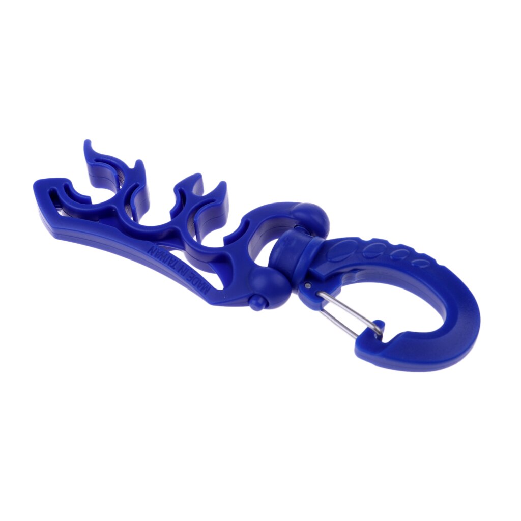 Duikuitrusting met drievoudige 3- slangregelaar en houder voor manometer, clip en uitrusting: Blauw