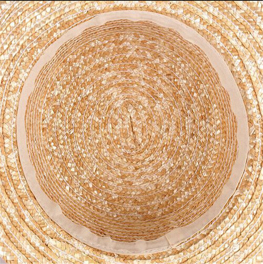 Sun Hat 100% Wheat Straw Summer Women Wide Brim Boater Beach Sun hat