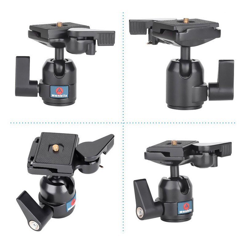 Manbily M10 Professionele Statiefkoppen Universal Ball Head w Manfrotto 200PL-14 Snelle Montageplaat voor Camera Canon Nikon DSLR