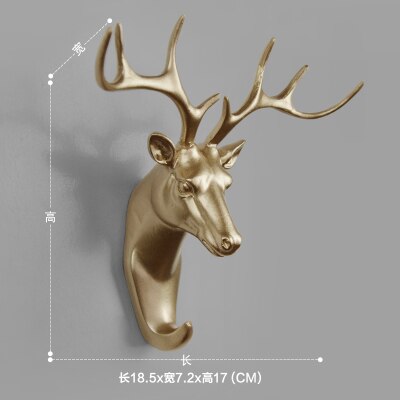 Rural style Resin Gold Animal Head Clothes Hanging Coat Towels Hooks Hanger Decorative Wall Hooks: Burgundy