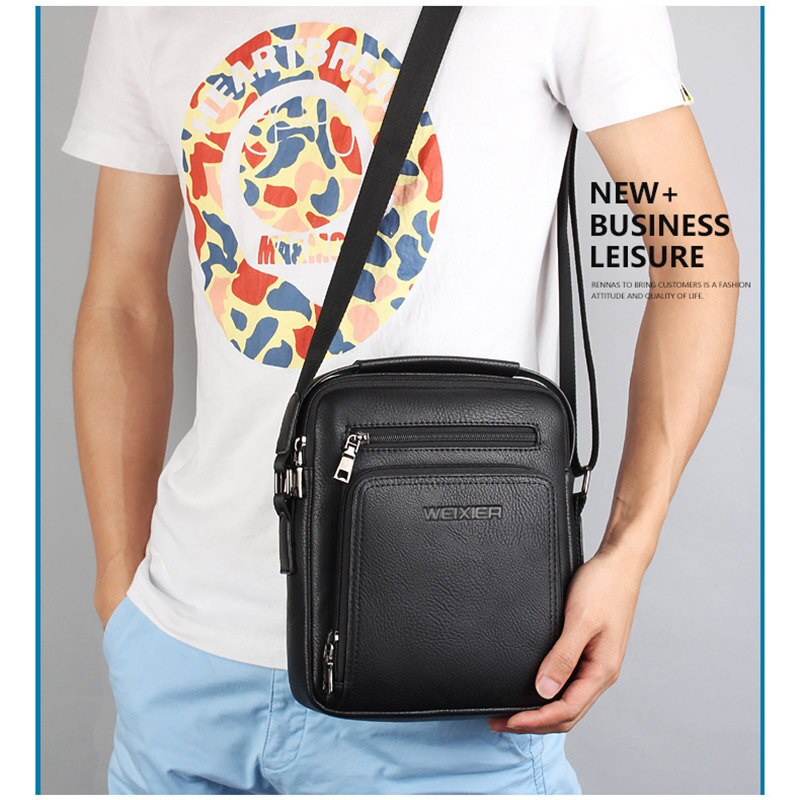 Business pu læder messenger taske mænd håndtaske top mandlige skuldertasker mænd crossbody tasker enkelt afslappet lynlås