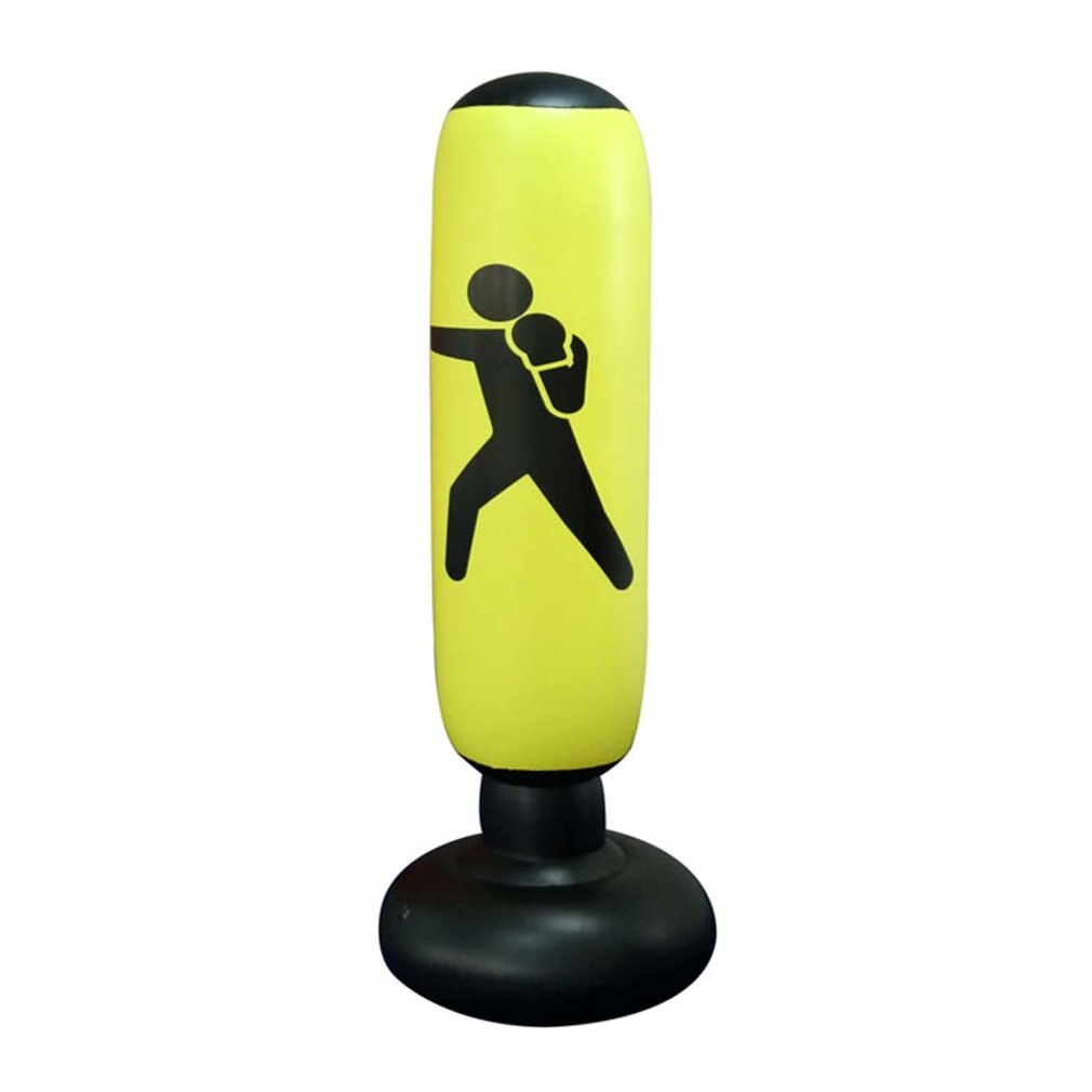 Funny Children Adult Lifelike Unique Funny Tumbler Toy Inflatable Boxing Toy Kick Fight Bag Punching Bag: Yellow