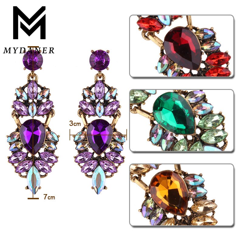 MYDANER Crystal Rhinestones Long Dangle Earrings Trendy Big Statement Tassel Pendant Earrings for Women Weddings Jewelry