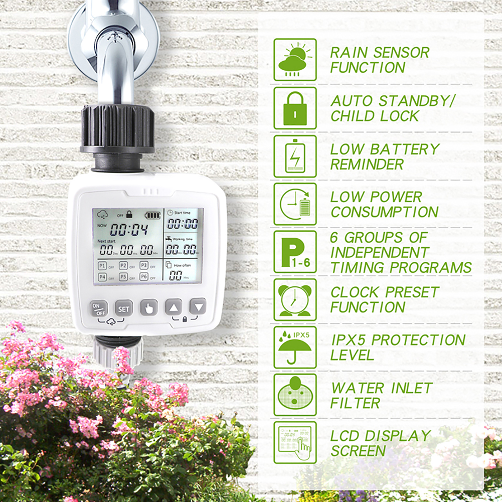 Smart Auto Irrigation Timer IPX5 Waterproof Smart Rain Sensing Outdoor Agricultural Irrigation Garden Watering Timing Valves