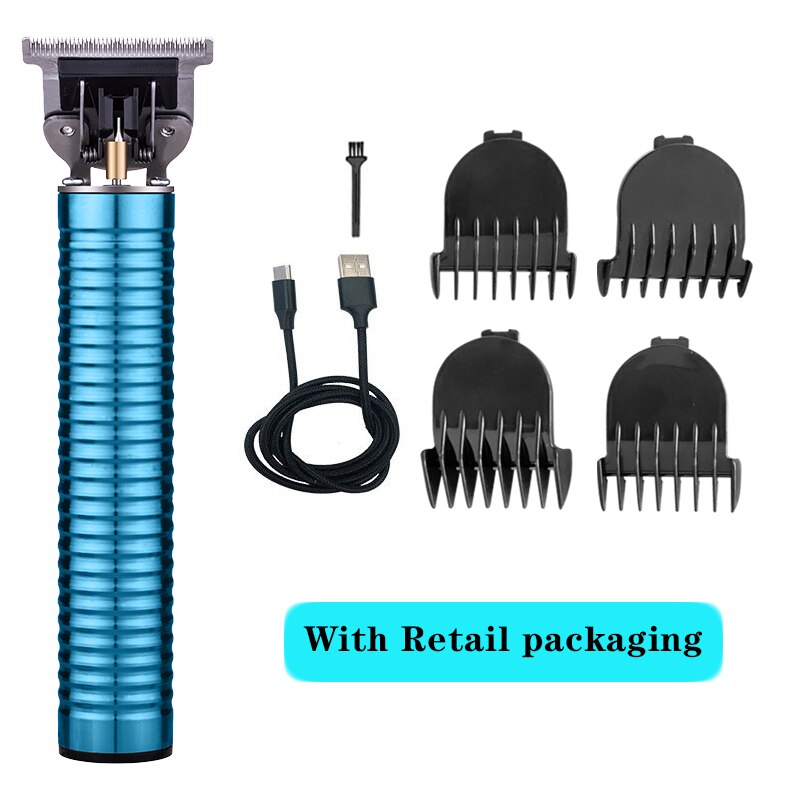 Close-cutting Digital Hairdresser Electric Hair Clipper Barber Men Hair Trimmer Rechargeable 0mm T- Blade Machine: blue