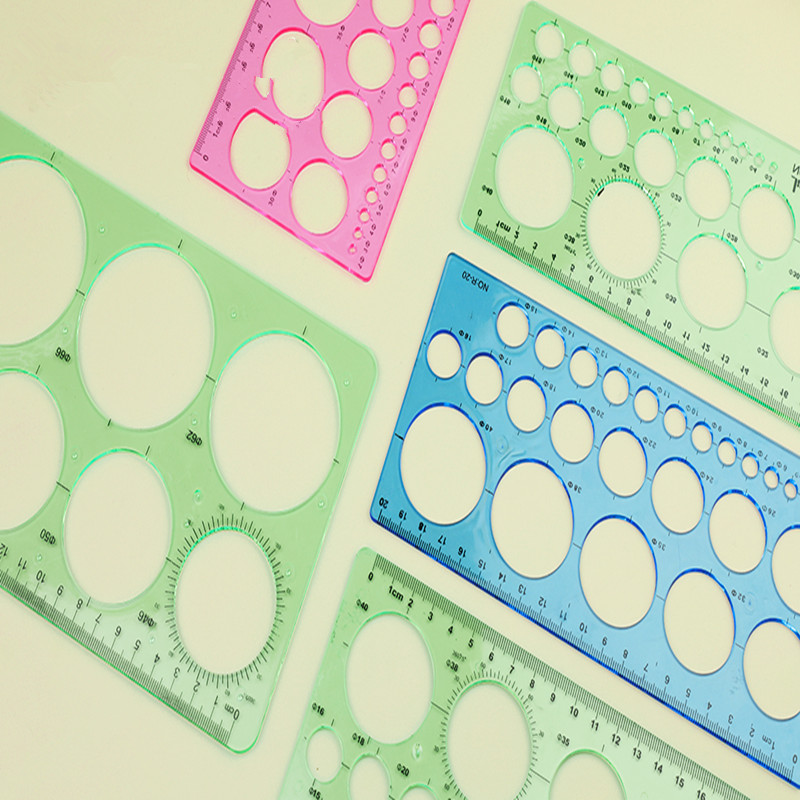 Rectangular circular hole ruler template plastic ruler Quilting tool Geometric template Drawing set for learning office
