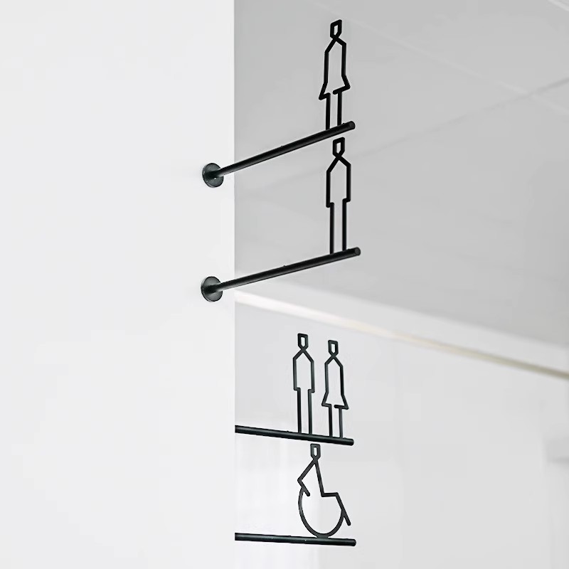 Men's and Women's Restroom Signage 3D Signage Public Restroom Bathroom Side Hanging Metal Door Signs Toilet WC Sign