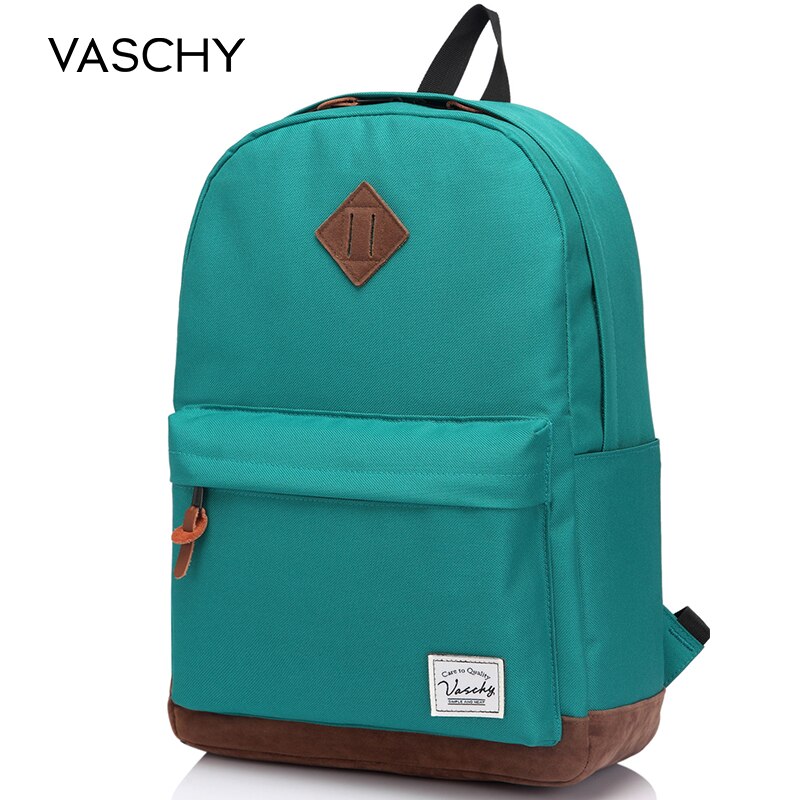 Backpack for Men and Women VASCHY Unisex Classic Water Resistant Rucksack School Backpack 15.6Inch Laptop for TeenageR: Bluish-green