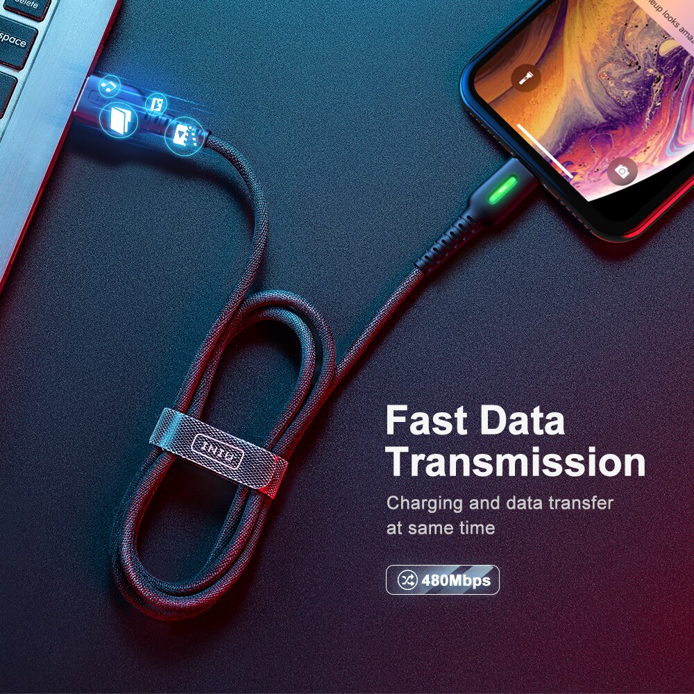 Câble USB INIU 2.4A chargeur de charge de données rapide cordon USB pour iPhone 11 12 Pro Max Xs Xr X SE 8 7 6 plus 6s 5s iPad Air mini
