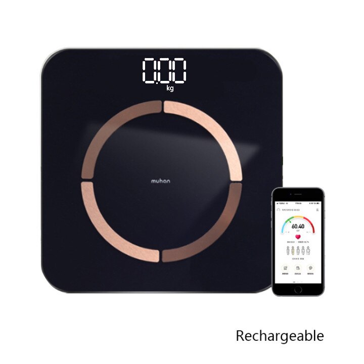 USB Lade Gewicht Skala Smart Körper Fett Skala Bluetooth Elektronische Waage Fett Messung Werkzeug App Boden Waagen весы напольные: Black B