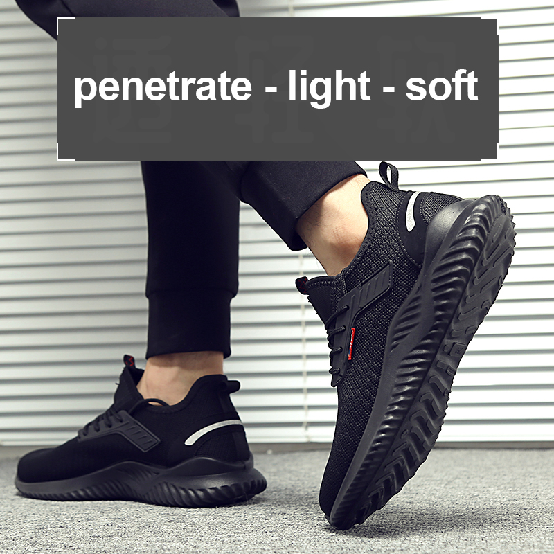 Zapatillas de trabajo con punta de acero para hombre, zapatos de seguridad, botas de trabajo a prueba de perforaciones, calzado Indestructible de