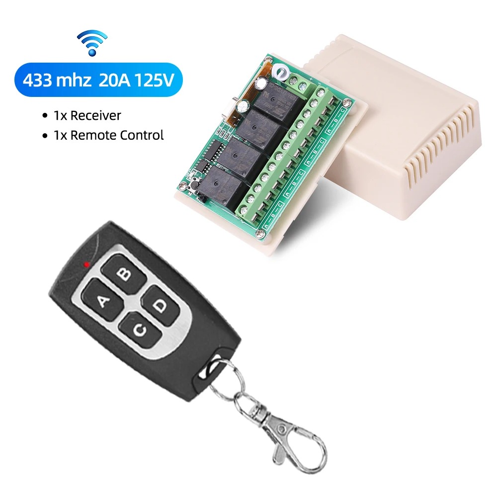 Universele Draadloze Afstandsbediening Schakelaar DC 12 V 4CH relais Ontvanger Module Met 4 kanaals RF Afstandsbediening 433 Mhz zender DIY: Paars