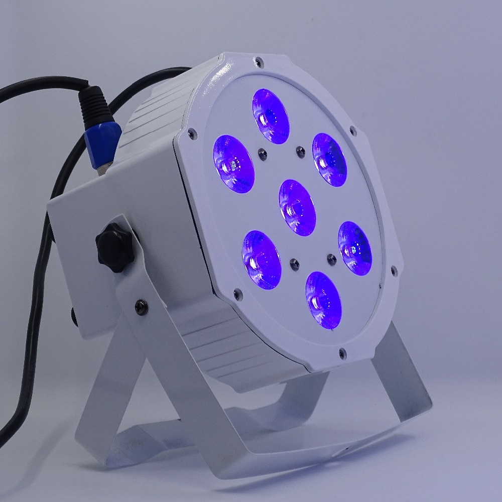 7*12w ultra heldere slanke platte witte led par-lampen 7 x 12w vloeiende rgbw-kleurmenging dmx 4/8- kanaals podium wash