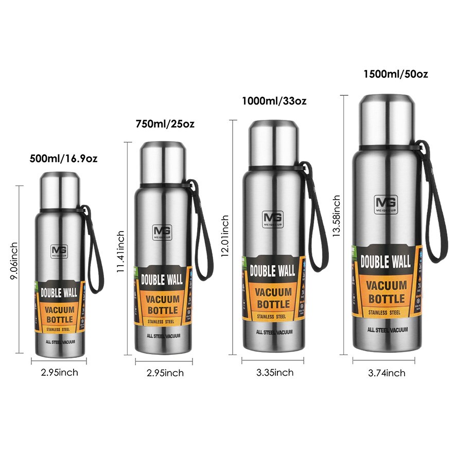 Bouteille Thermos en acier inoxydable 304, flacon sous vide de grande capacité, gobelet isolé avec corde pour boissons au thé, eau froide et chaude