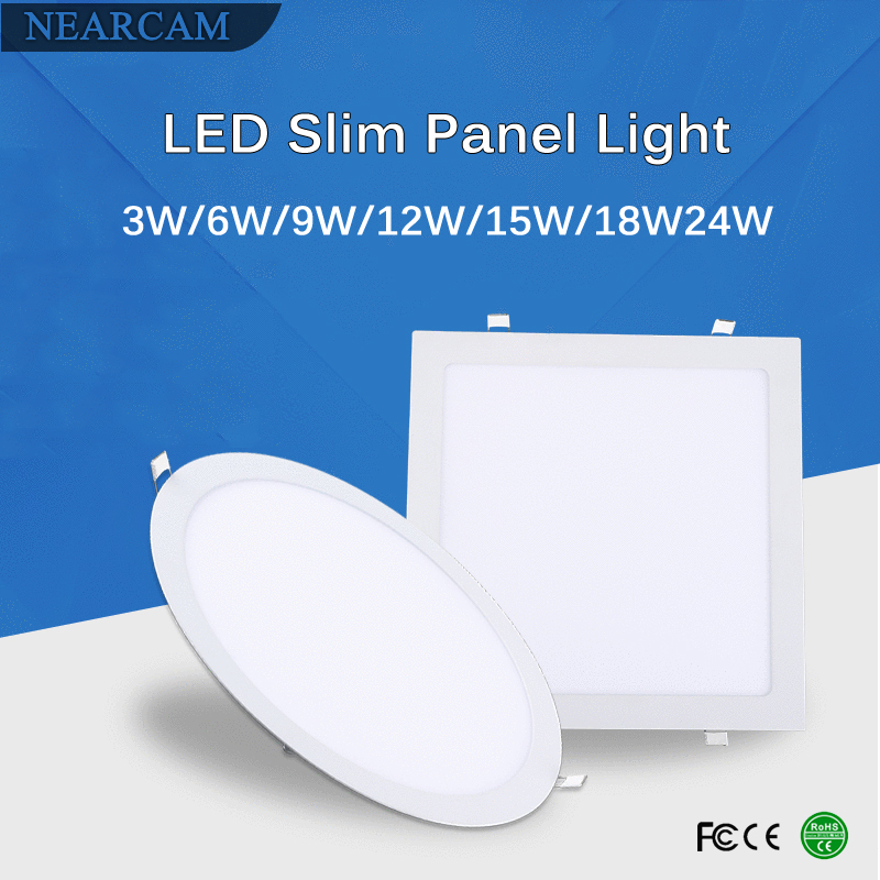 Panel de luz LED integrado NEARCAM, luz de techo oculta 3W6W12W15W18W, luz descendente para el hogar, luz plana, luz de techo comercial