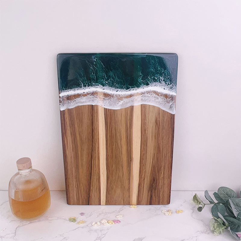 Acacia Wood Cutting Board Resin Blue Wave Pattern for Kitchen acacia wood epoxy resin cutting board cheese board Challah board