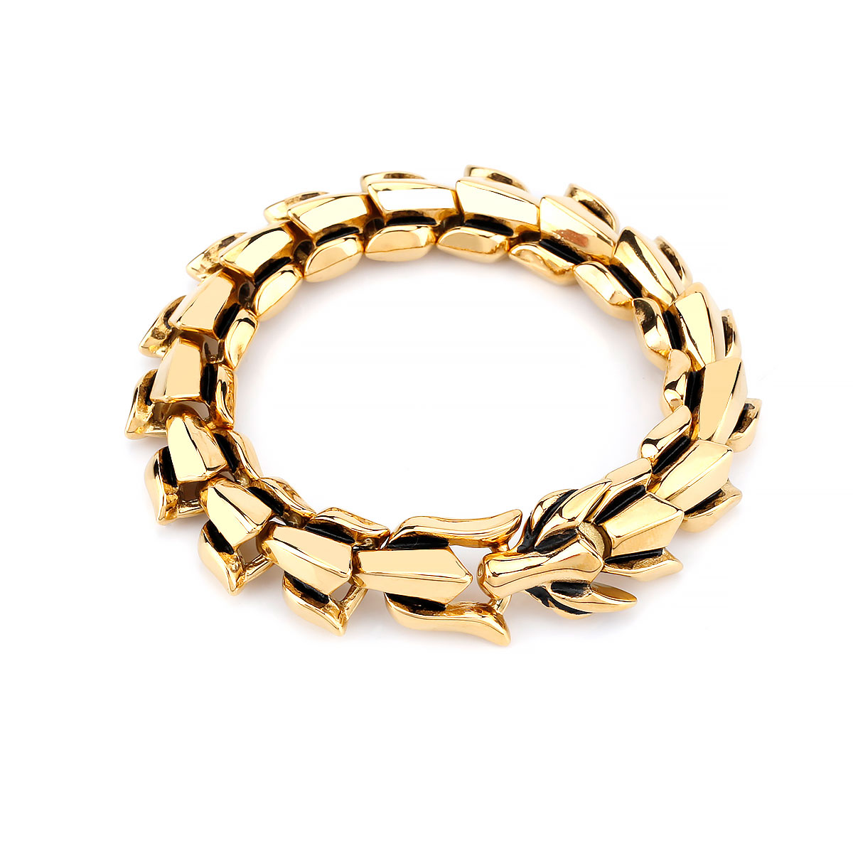 Bracelet Vikings nordique Ouroboros pour hommes, Punk Hip Hop, chaîne en os de Dragon en métal, motard, en acier inoxydable, bijoux: 23cm / Vert foncé