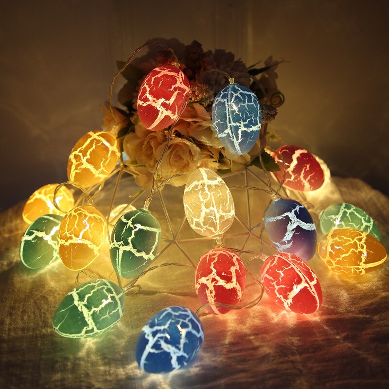 Guirlande Lumineuse 10 Œufs De Pâques Pastel LED Blanc Chaud - Intérieur Extérieur à Piles