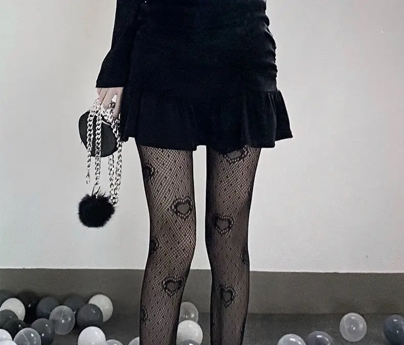 Lolita Ragazze Carino Pentacolo Stampa Collant Donne Sexy Gotico Punk Magico Stella a Cinque Punte Maglia Pesce Net Collant Calze per il Corpo: Army Green