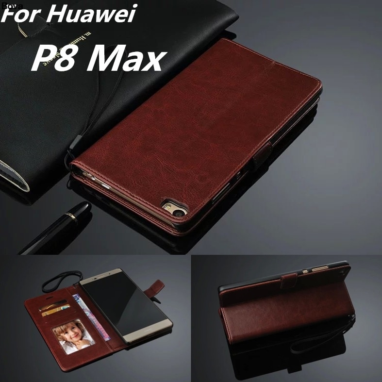 Kart tutucu kapak kılıf için Huawei P8 Max Pu deri kılıf Retro koruyucu kapak Retro kılıf cüzdan flip case (Tpu içinde)