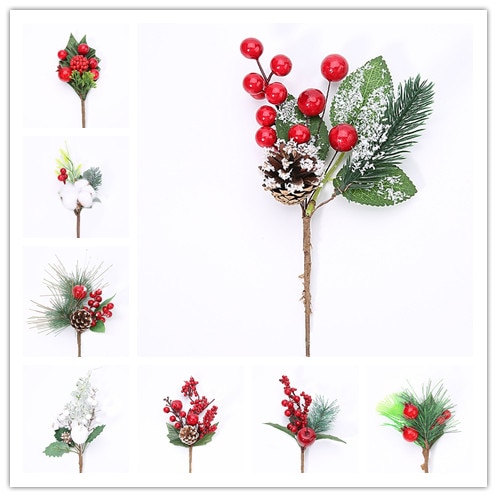 1 st konstgjord blomma röd pärla ståndare bär gren för gör-det-själv alla hjärtans dag låda hantverk bröllop juldekoration blomma