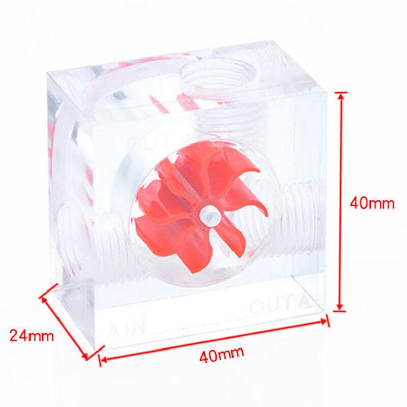 Acrylic PC Computer Water Cooling Flow G1/4 Thread 3-Ways Water Flow Meter Indicator Cold Liquid Flow Rate