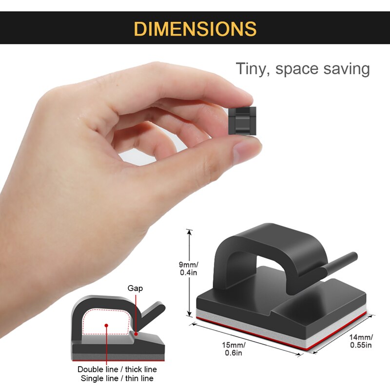 20pcs Wire Cable Management Organizer Desktop Cable Cord Clips Mouse Headphone Holder Data Telephone Line Cable Winder Tidy