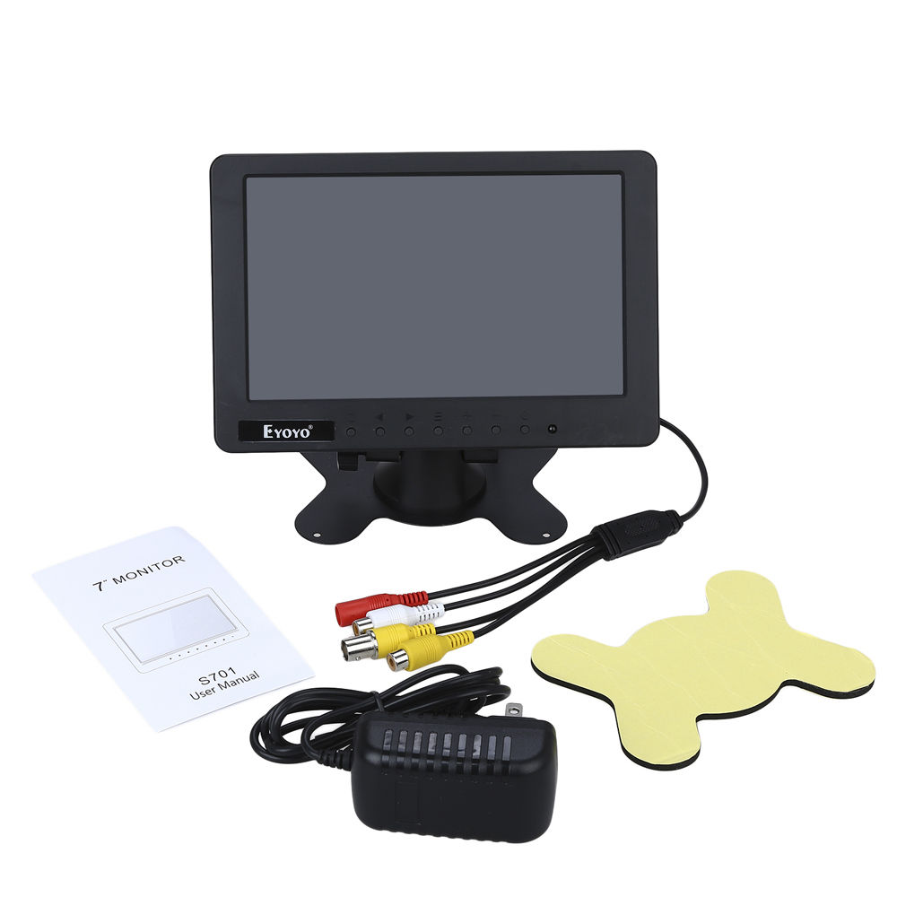 Eyoyo S701 7 "inch LCD Tft Monitor Display Video Audio BNC AV CVBS Ingang DC 12 V Voor Auto LCD TV DVR Ingebouwde Speaker