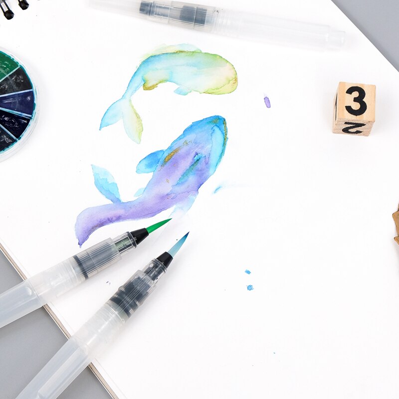 Genopfyldelig bærbar malingbørste vandfarvebørste blyant blød akvarel pensel pen til begyndere maleri tegning kunstforsyninger