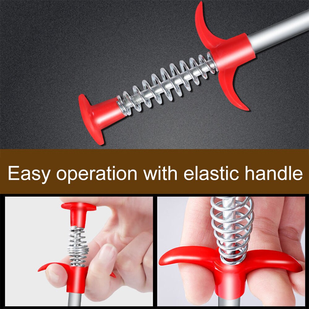 90cm Pipe Dredge Home Portable Kitchen Bathroom Sink Sewer Dredging Tool with Four-jaw Gripper Quickly Clean Garbage Tools