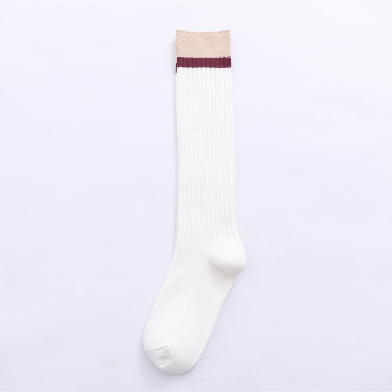 Calcetines altos hasta la rodilla para mujer, calcetines cálidos para otoño e invierno, calcetines tejidos, botas, calcetines, calentadores de piernas, calcetines de ganchillo: Blanco
