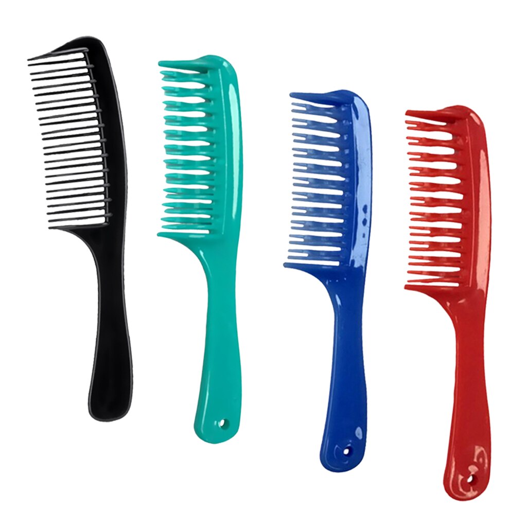 4x Nat Krullend Haircutting Dubbele Rijen Tanden Detangler Kam Kappers Borstel